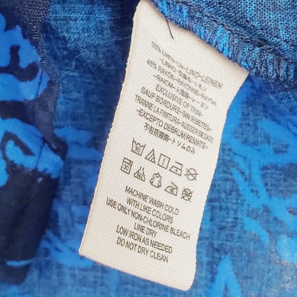 Free People Blue Floral Button-up Linen Mini Dress, Sz 0 - Picture 10 of 10